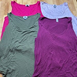 Bundle of 4 Old Navy Women's Tank Tops - Pink, Green, Purple